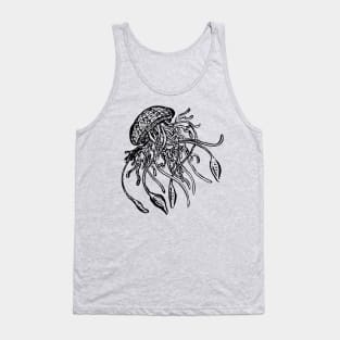 Jellyfish Illustration, Drifting in the Sea Tank Top